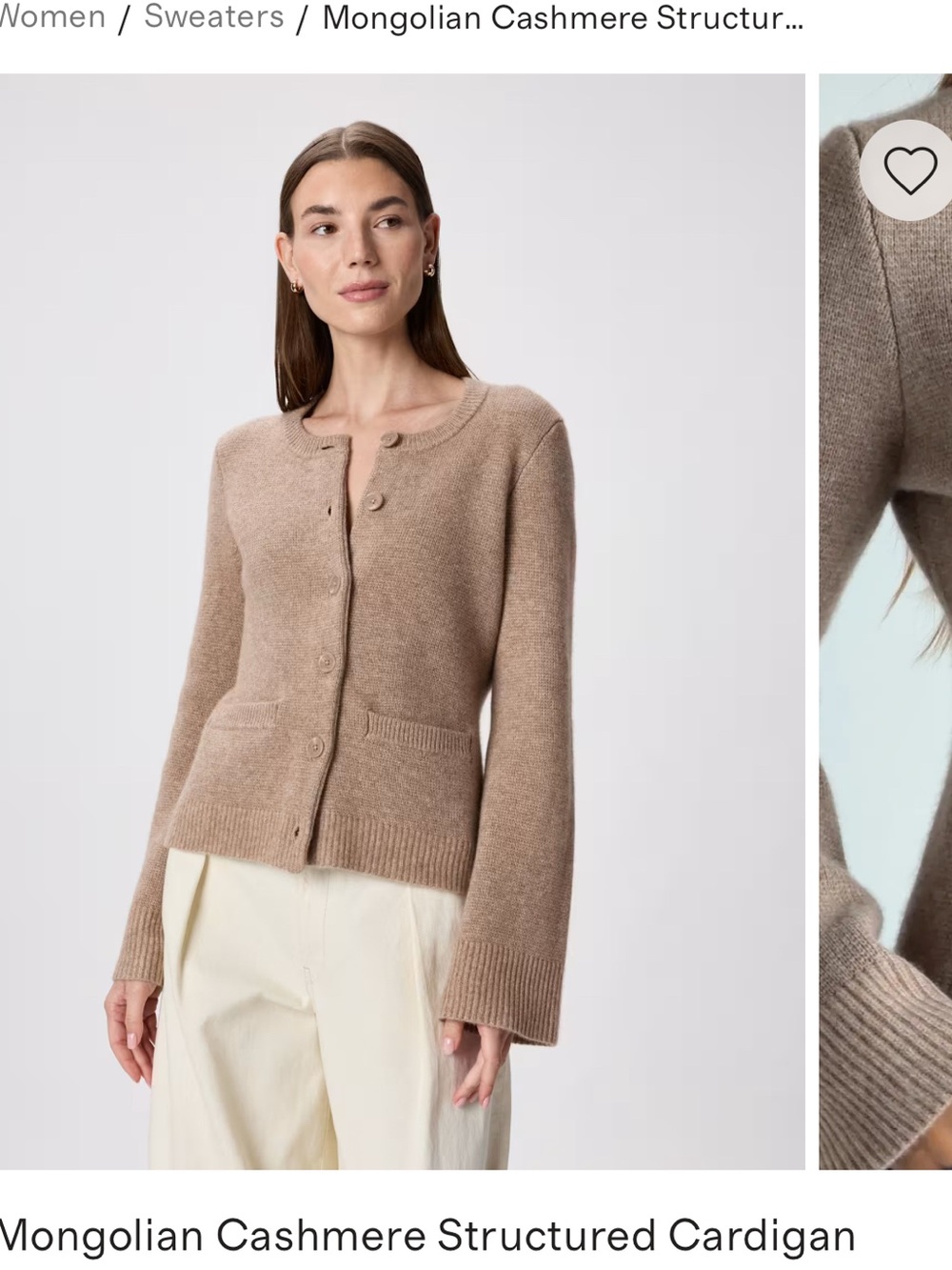 Quince Mongolian Cashmere Structured Cardigan - Oatmeal